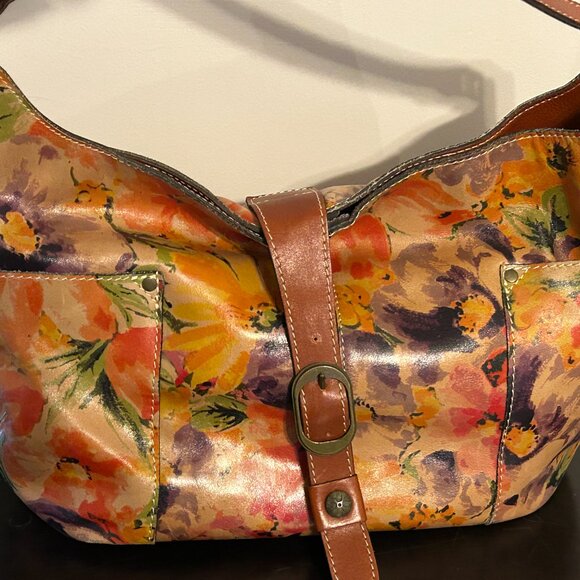 PATRICIA NASH Multi-Color Floral Print Italian Leather Shoulder Handbag - Picture 2 of 10